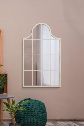 MirrorOutlet White Metal Framed Arched Wall Mirror 41 X 24 (104CM X 62CM) | Size: 1 Pack