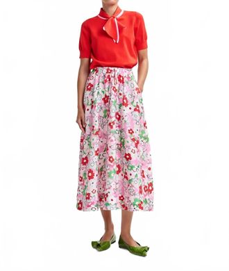 Essentiel Floral Jacquard Midi Skirt In Cotton Andy
