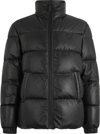 Philipp Plein Late Checkout Puffer Jacket - Heren - Gewatteerde jassen - Zwart - 2XL - Leer - Jassen