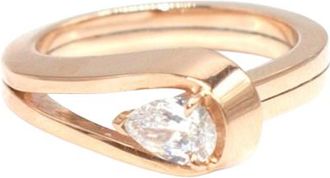Repossi Serti Rink Gold Invers&eacute; Pear Cut Diamond Ring Size 53