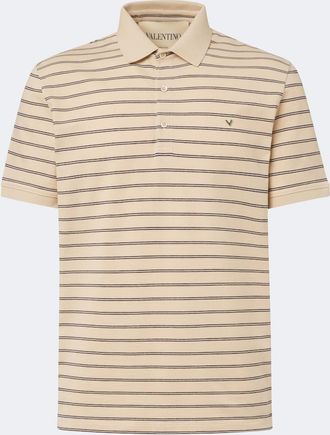 Valentino VGold striped cotton polo shirt