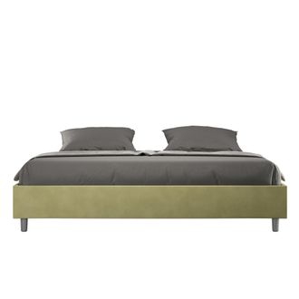 ITYhome Letto Matrimoniale King Size Rivestito In Microfibra - Azelia - Colore: T&egrave; Verde - Tipologia Letto: Con Rete E Contenitore - Dimensione Rete: 180x200