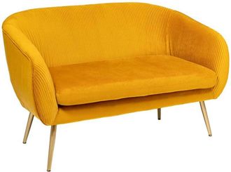Atmosphera Panca a 2 posti solaro in velluto giallo ocra 124x74cm Atmosphera créateur dintérieur