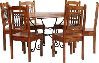 vidaXL Dining Table Set 7 Pieces Solid Acacia Wood vidaXL