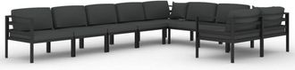 vidaXL Set Muebles De Jard&iacute;n 9 Pzas Y Cojines Aluminio Gris Antracita Vidaxl