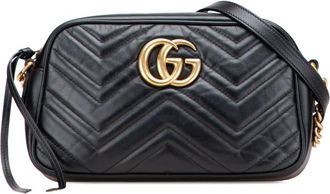 Gucci 2016-2025 kleine GG Marmont Matelasse leren crossbodytas - Zwart