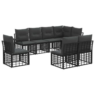 vidaXL Set Di Divani Da Esterno 8 Pz Nero E Grigio Scuro Poliestere Vidaxl