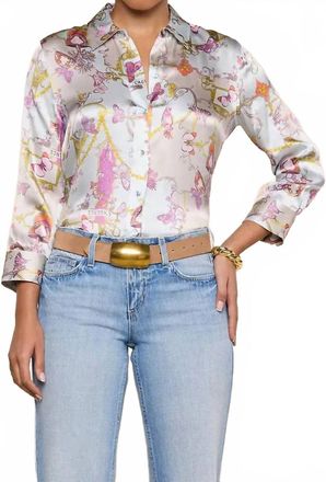 L'agence Dani Silk Blouse In Multi Baroque Toile