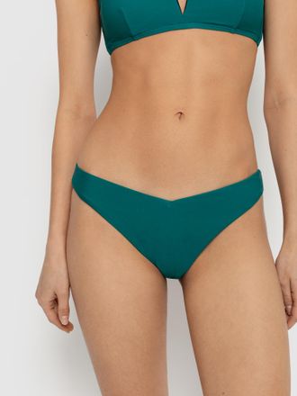 Lascana Bikini-Hose LSCN BY LASCANA Gina, Damen, Gr. 32, N-Gr, blau (petrol), Recycling-Polyamid, unifarben, Badehosen Bikini-Hose, mit V-Bund