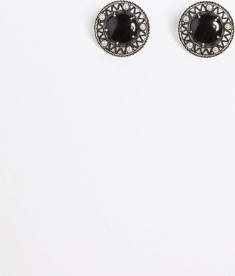 Ann Demeulemeester Aimy Black Grained Cabochon Earrings