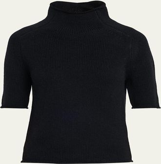 Lisa Yang Fride Short-Sleeved Mock-Neck Cashmere Sweater