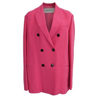 Valentino Garavani Double-Breasted Blazer in Pink Silk