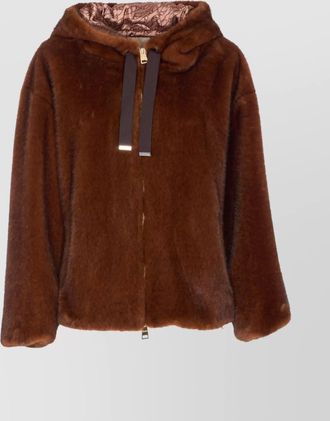 Herno faux fur hooded bomber jacket