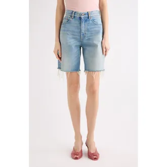 Chlo&eacute; Cutoff High Waist Denim Shorts in Softy Blue at Nordstrom, Size 27