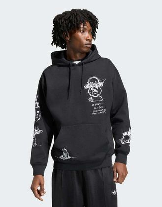 adidas Originals Peter Moore - Felpa con cappuccio nera-Nero