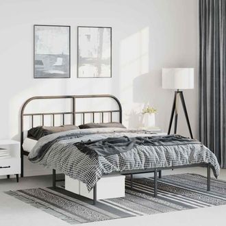 vidaXL Estructura Cama Sin Colch&oacute;n Con Cabecero Metal Negro 135x190 Cm Vidaxl