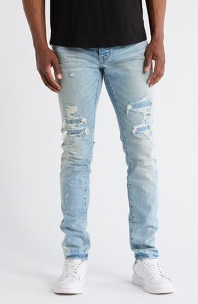 Purple P001 Garda Repairs Distressed Skinny Jeans in Light Indigo at Nordstrom, Size 29