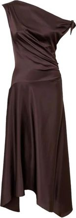 Staud Portia Zijden Jurk - Dames - Feestkleedjes - Bruin - XS - Satijn - Kleedjes