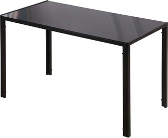 HOMCOM Tavolo Da Cucina Per 4 Persone Con Piano In Vetro Temperato Nero - Homcom