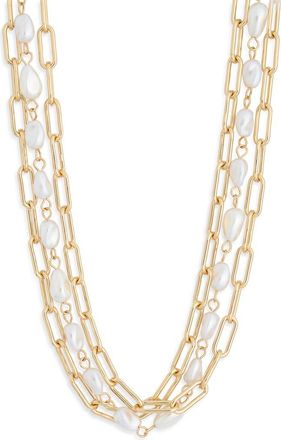 Nordstrom Rack Multilayered Faux Pearl Chain Necklace in Gold at Nordstrom Rack