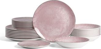 Christian Siriano Onyx 24-Piece Dinnerware Set Porcelain, Service for 8 in Pink And Gold at Nordstrom