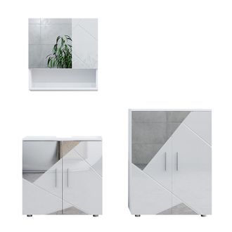 Vicco Conjunto De Muebles De Ba&ntilde;o Irma, Blanco, 3 Piezas, Con Mueble Bajo 60 Cm