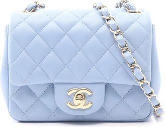 Chanel 2020 Mini Square Classic Lambskin Single Flap shoulder bag - Blu
