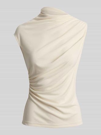 Lauren Ralph Lauren Slim Fit Top mit hochgeschlossenem Kragen in Sand, Gr&ouml;&szlig;e XXL