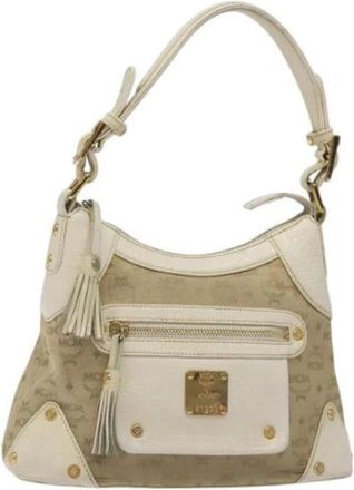 MCM Tweedehands Canvas handtassen - Dames - Vintage Handtas - Beige - ONE Size - Leer - Vintage