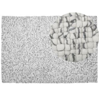 Beliani Beliani - Alfombra Gris Claro 160 X 230 Cm Bolas De Fieltro De Lana Tejida A Mano Amdo