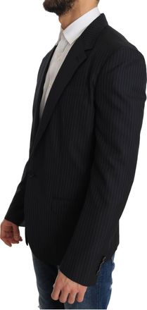Dolce & Gabbana Gray Striped Wool Jacket Coat Slim Mens Blazer