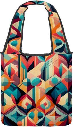 Generic Abstract Colorful Graphic Reversible Canvas Shoulder Tote - Double-Sided Print, 12oz Cotton, 27cm Drop, Fold-Flat Bag for Travel, Shopping, Street Out