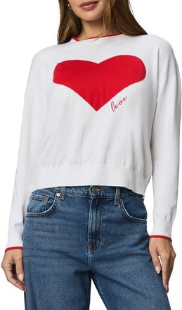 Splendid Leah Love Cotton Blend Sweater in White/Rouge at Nordstrom, Size X-Small