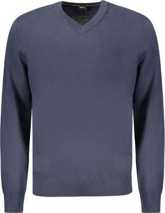 HUGO BOSS Casual V-hals Katoenen Trui - Heren - V-hals truien - Blauw - S - Katoen - Truien & Vesten