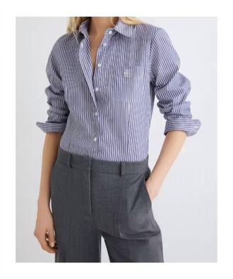 Marella Apice Fitted Stripe Blouse In Navy