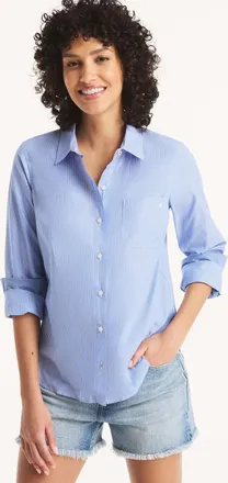 Nautica Womens Striped Button-Up Shirt