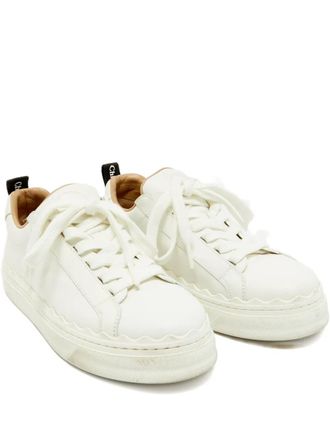 Chlo&eacute; scalloped platform sneakers - women - Leather/Leather/Rubber - 36 - White