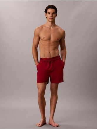 Calvin Klein Mens Icon Logo Double Waistband Swim Shorts - Red - 2XL