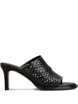 Tod's 75mm laser-cut heeled sandals - women - Leather/CALFSKIN/Leather/Rubber - 37.5 - Black