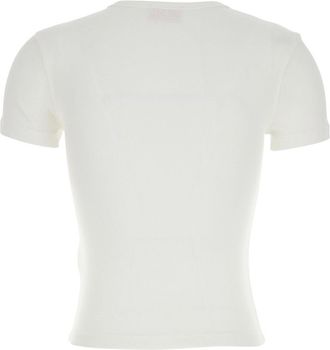 Diesel Womens T-Shirt Dlogo White Cotton T-Shirts & Jerseys