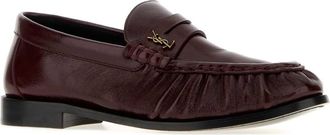 Saint Laurent Womens Burgundy Leather Le Loafers Vintagebordeaux Mocassini