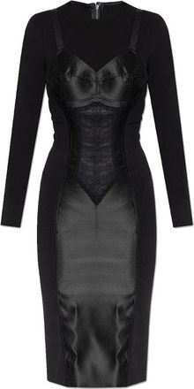 Dolce & Gabbana Sheath Jurk met Zijden Inzetstukken - Dames - Casual kleedjes - Zwart - L - Kleedjes