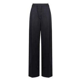Victoria Beckham Charlee Trouser - Dames - Wijde Broeken - Blauw - 2XS - Katoen - Broeken