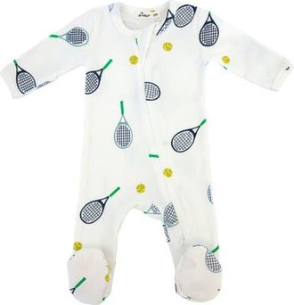 Oh Baby! Tennis Print Zipper Footie in Cream at Nordstrom, Size 9M