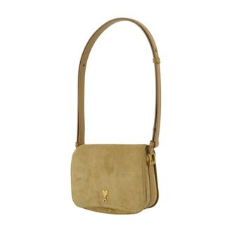 Ami Womens Shoulder Bag Khaki Calfskin