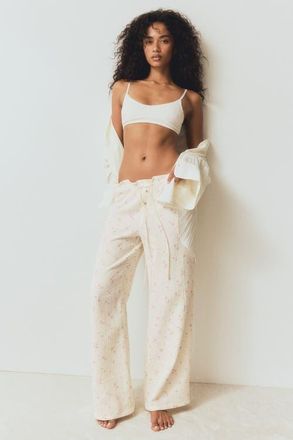 H&M Muslin Pyjama Bottoms in White/floral at Nordstrom, Size X-Large