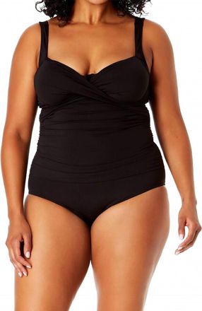 Anne Cole Underwire Surplice One Piece Swimsuit In Black