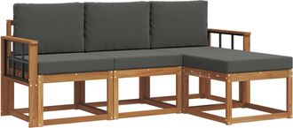 vidaXL Conjunto De Sof&aacute;s De Exterior 4 Uds. Natural Y Antracita Vidaxl