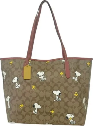 Coach Signature Beige Leather Tote Bag (Pre-Owned)