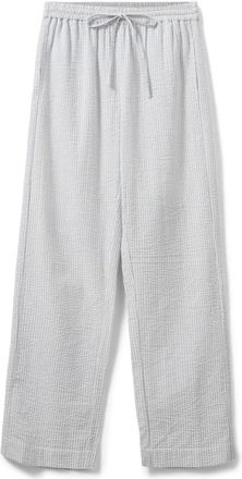 Sofie Schnoor Antiek Wit Blauw Wijde Pijp Broek - Dames - Wijde Broeken - Wit - L - Katoen - Broeken